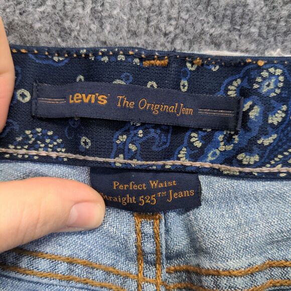Levis Womens 535 Jeans Blue 12M Distressed Perfect Waist Straight Denim Original - Picture 8 of 11